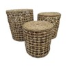 PANIER ROND AVEC COUVERCLE TRESSAGE JACINTHE LOT DE 3