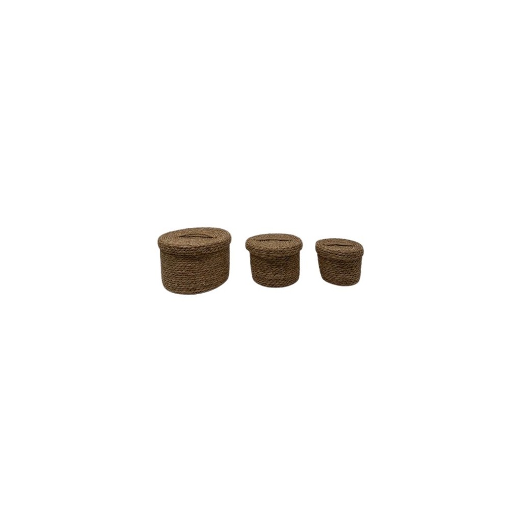 PANIERS RONDS S/3 AVEC COUVERCLE EN JONC