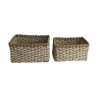 SET DE 2 PANIERS RECTANGULAIRES BICO JONC + PAPIER BLANC