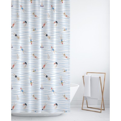 RIDEAU DOUCHE  POLYESTER NAGEURS 180X200CM