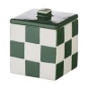 BOITE  CERAMIQUE CARREE MOTIF DAMIER 10X10X12CM