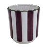 CACHE POT  CERAMIQUE RAYE  BORD FESTONNE 14X15CM
