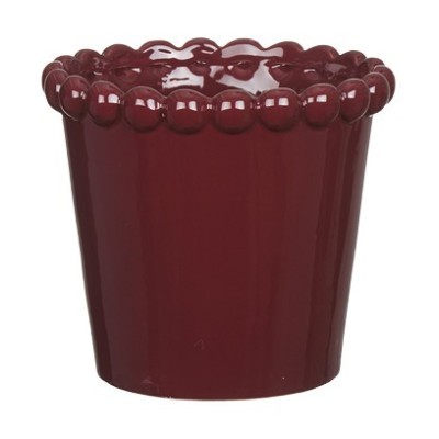 CACHE POT CERAMIQUE PERLES RELIEF 16 CM