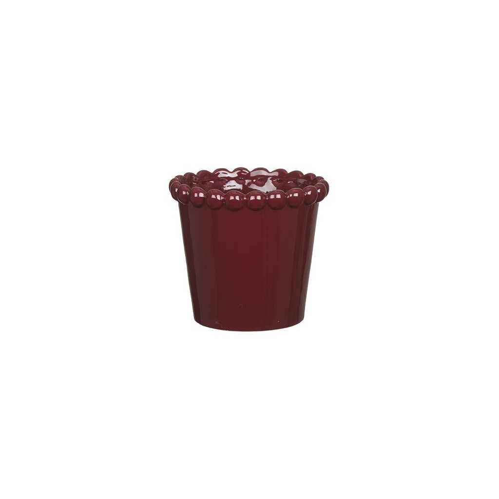 CACHE POT CERAMIQUE PERLES RELIEF 16 CM