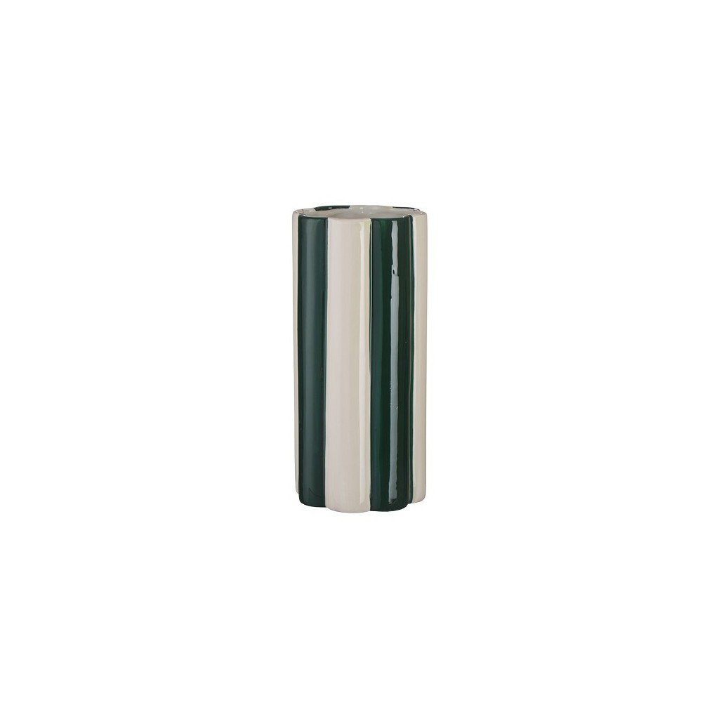 VASE CERAMIQUE BICOLORE A RAYURES 27 CM