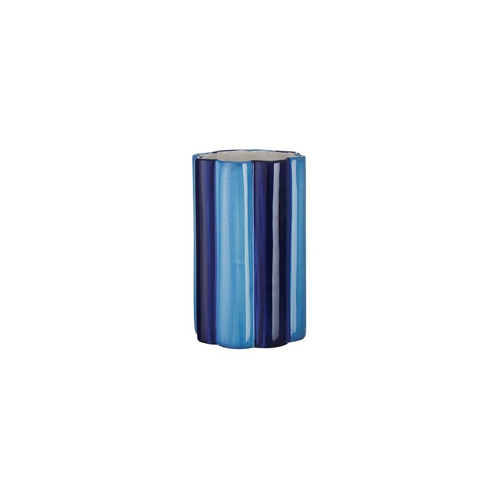 VASE CERAMIQUE  BICOLORE A RAYURES 20 CM