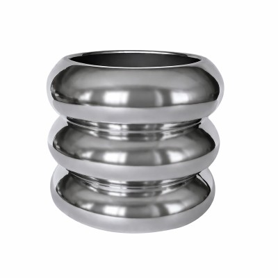 VASE VERRE CEINTURE EFFET CHROME 18 CM