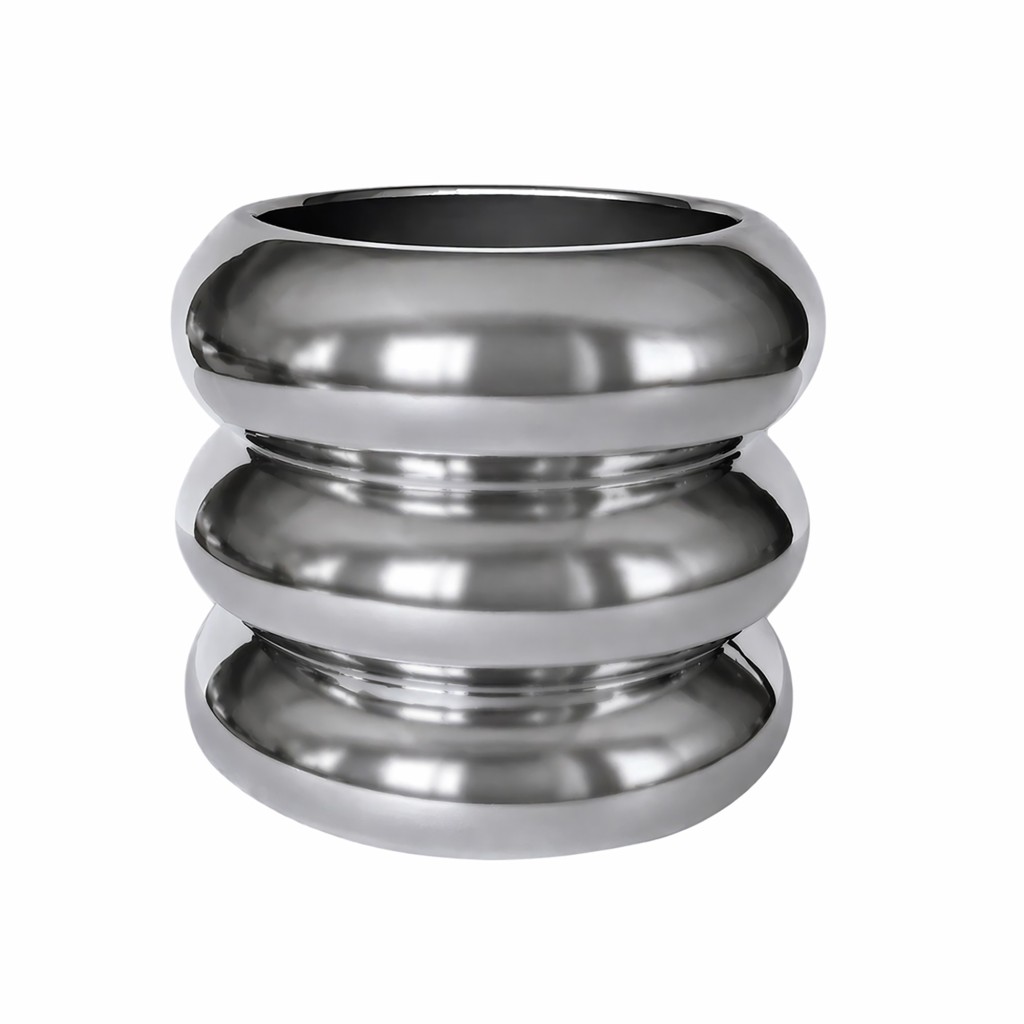 VASE VERRE CEINTURE EFFET CHROME 18 CM