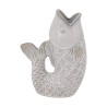 VASE POISSON EMAILLE BLANC CASSE 23CM