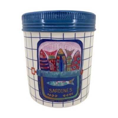 VASE /CACHE POT CERAMIQUE SARDINES  15 CM