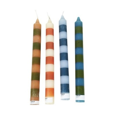 SET 4 BOUGIES BICOLORES RAYEES