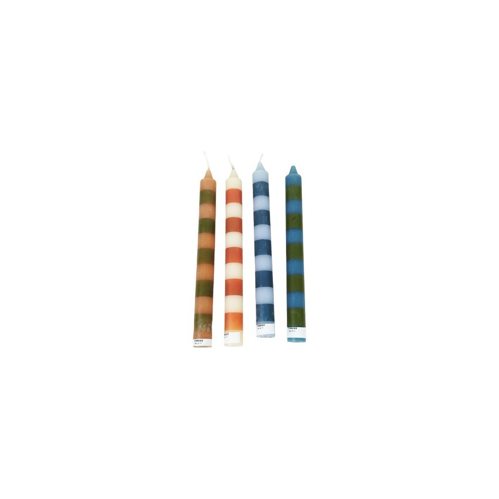 SET 4 BOUGIES BICOLORES RAYEES