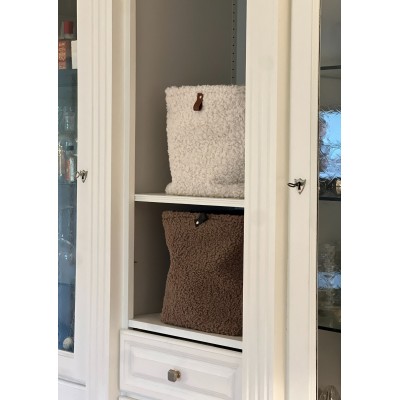 PANIER CUBE  BOUCLETTE TAUPE 31X31X31CM