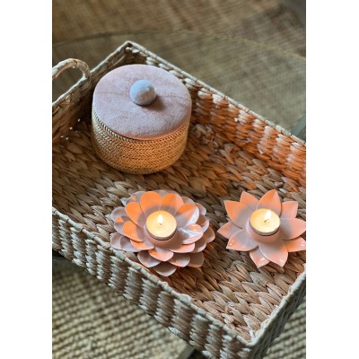 BOUGEOIR FLEUR LAQUE ROSE DIA 12 CM