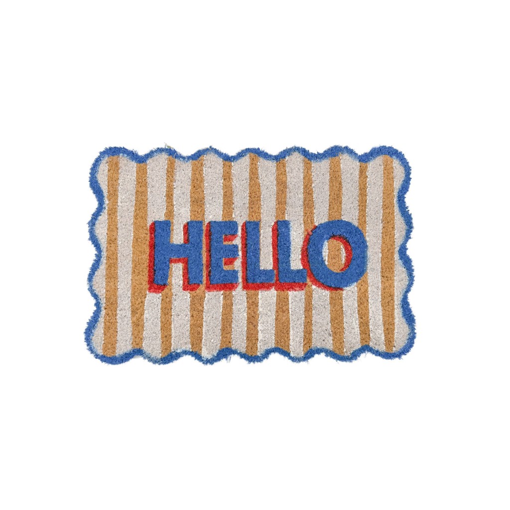 PAILLASSON COCO 40X60CM IMPRIME RAYE HELLO