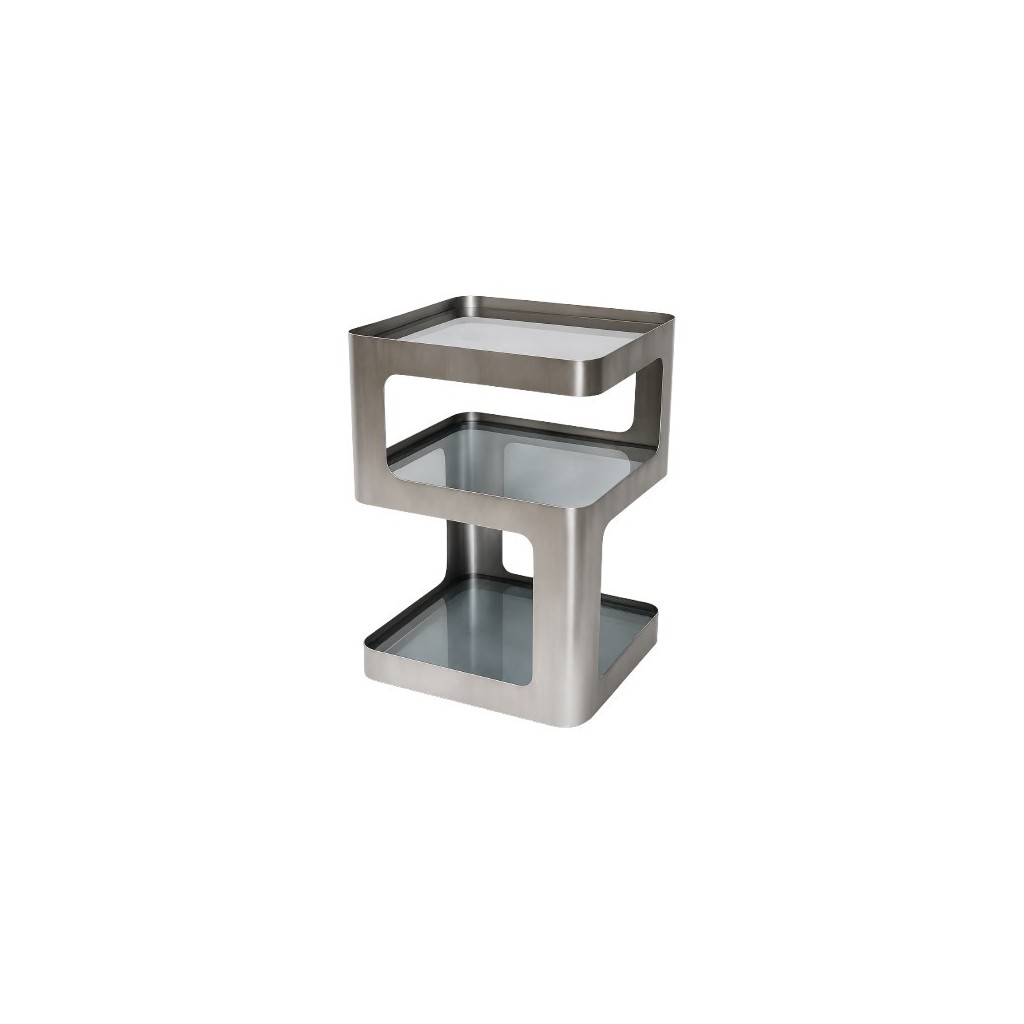 TABLE D'APPOINT  3 NIVEAUX METAL BROSSE