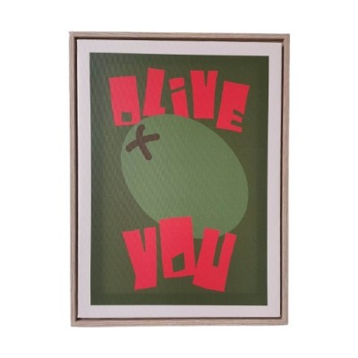TOILE DECORATIVE OLIVE YOU 30X40 CM