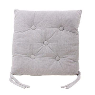 GALETTE CHAISE CHAMBRAY CARREE  UNIE CAPITONNEE 5 BOUTONS GRIS