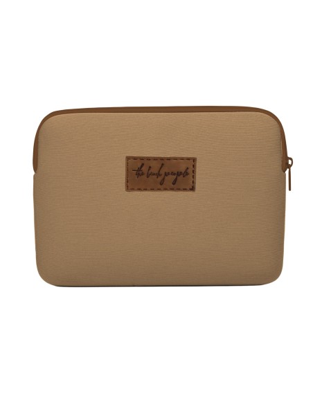 POCHETTE TABLETTE COTON NATTE UNI FINITION PU EFFET CUIR