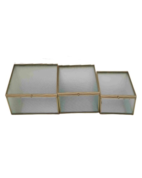 BOITE VERRE METAL DORE 18X12